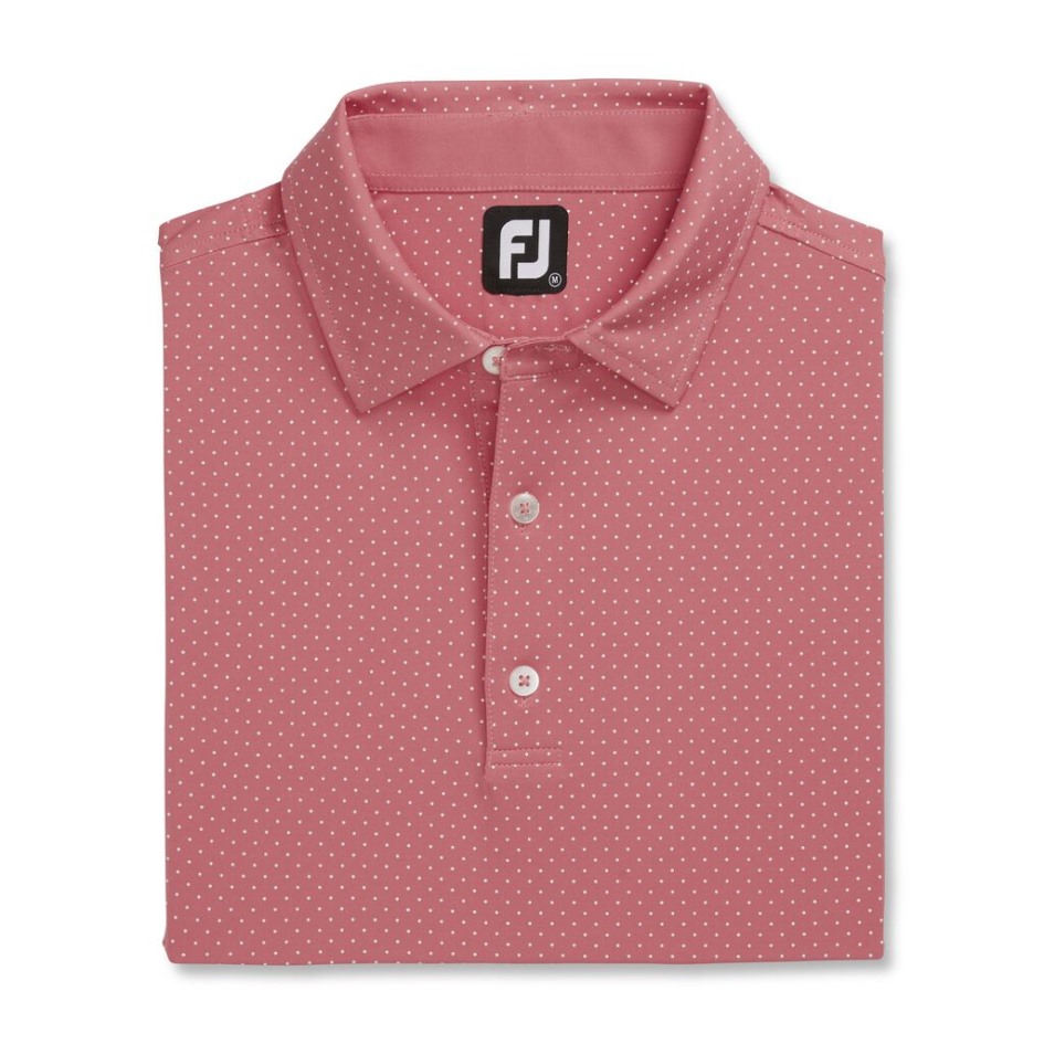 Footjoy Switzerland Cape Rot-weißer Stretch-lisle-punktdruck Selbstkragen