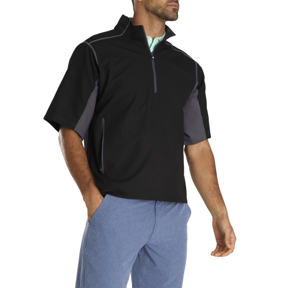 Footjoy Switzerland Kurzarm-Sport-Windshirt In Schwarz-Kohle