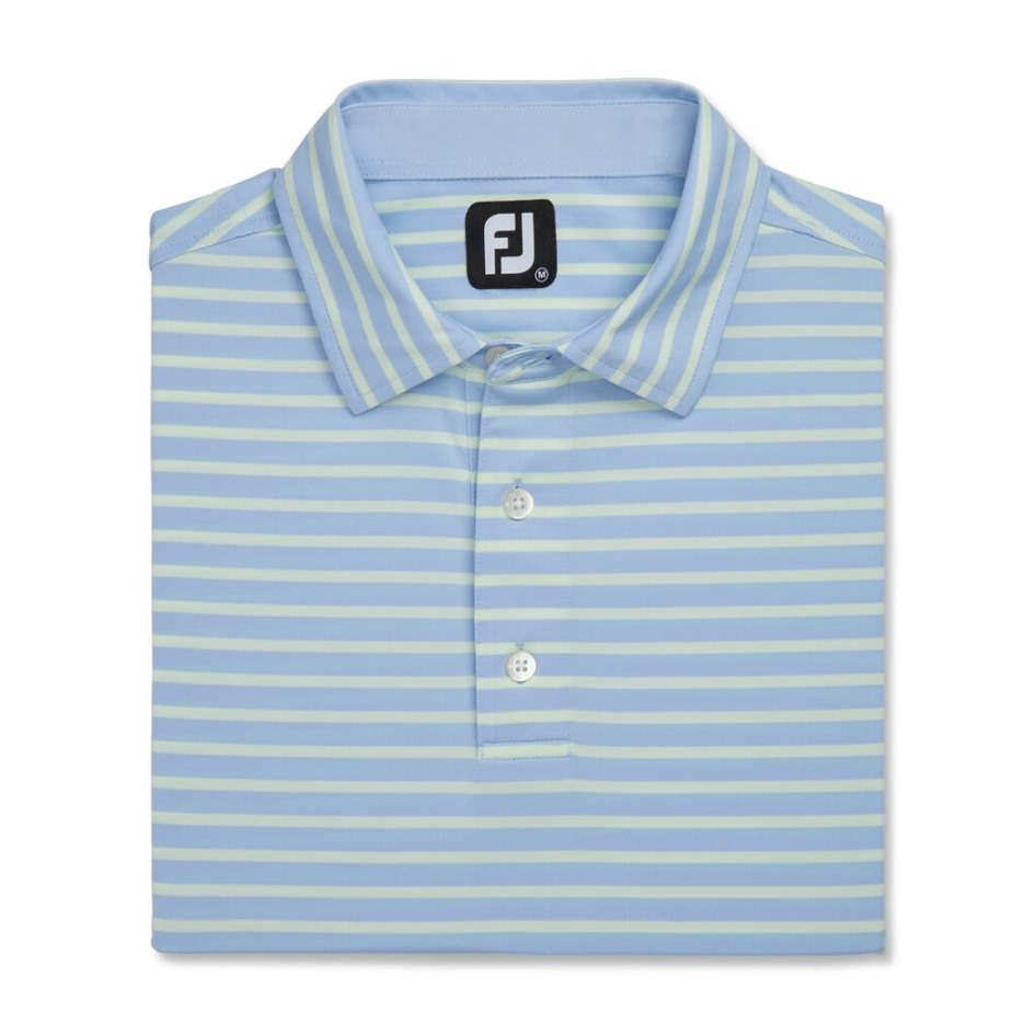 Lisle 2 Color Stripe Selbstkragen Footjoy Switzerland Sky-mint