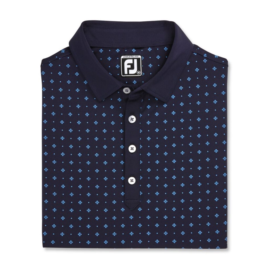 Athletische Passform Deko-Print Stehkragen Navy-lagoon Footjoy Switzerland