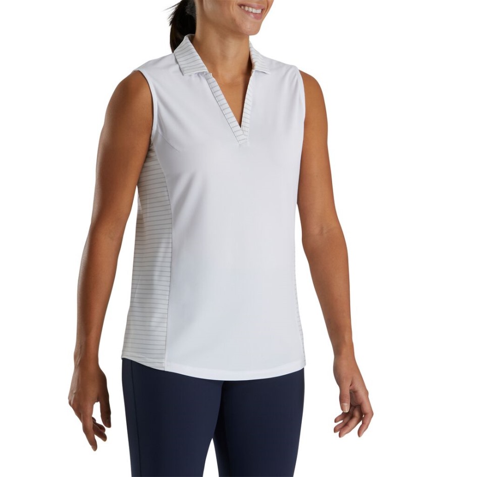 Footjoy Switzerland ärmellose Offene Knopfleiste Damen Weiß