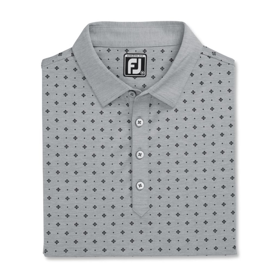 Footjoy Switzerland Athletic Fit Deco Print Stehkragen Heather Grey-Black