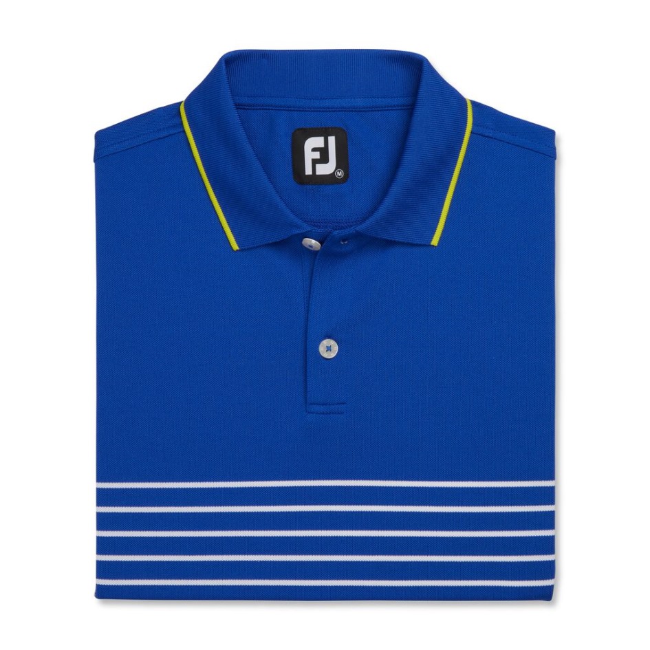 Footjoy Switzerland Breton Stripe Stretch Pique Strickkragen Ozeanweiß