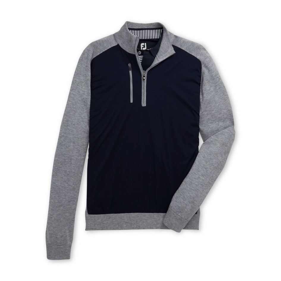 Footjoy Switzerland Tech Pullover Navy-grau Meliert