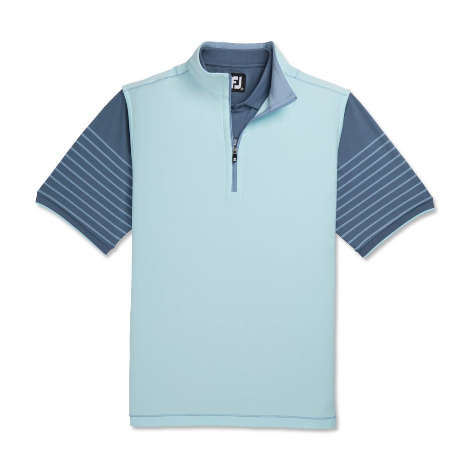 Footjoy Switzerland Weste Mit Gebürstetem Rücken Und Viertelreißverschluss, Azurblau