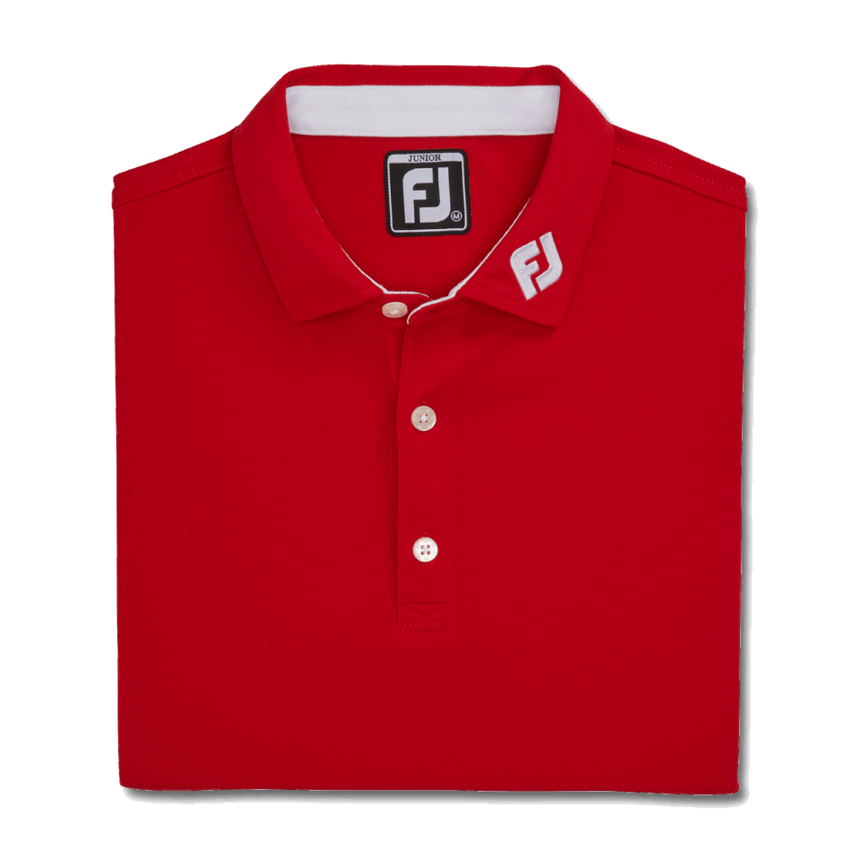 Rot Einfarbig Pique Selbstkragen Junior - Fj Tour Kragen Footjoy Schweiz