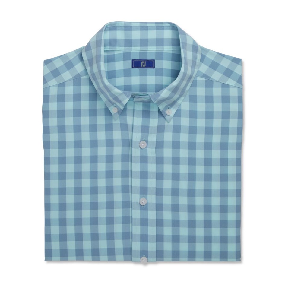 Denim-Azurblauer Footjoy-Schweizer Elastischer Gewebter Vichy-Karo