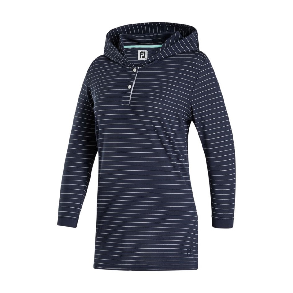 Nadelstreifen-Hoodie Mit 3/4-Ärmeln Für Damen Im Stil Der Vorsaison Footjoy Switzerland Navy
