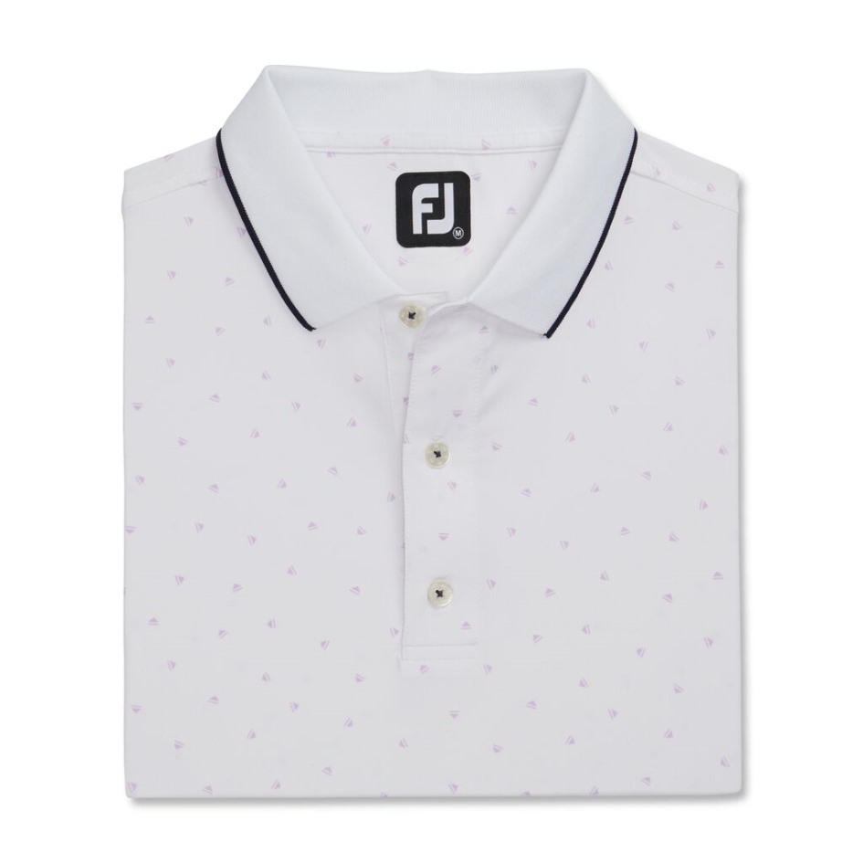 Footjoy Switzerland Weiß-lavendelfarbener Push-Play-Print Mit Strickkragen