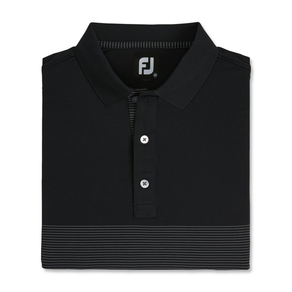 Lisle Engineered Pin Stripe Stehkragen Footjoy Switzerland Schwarz-grau