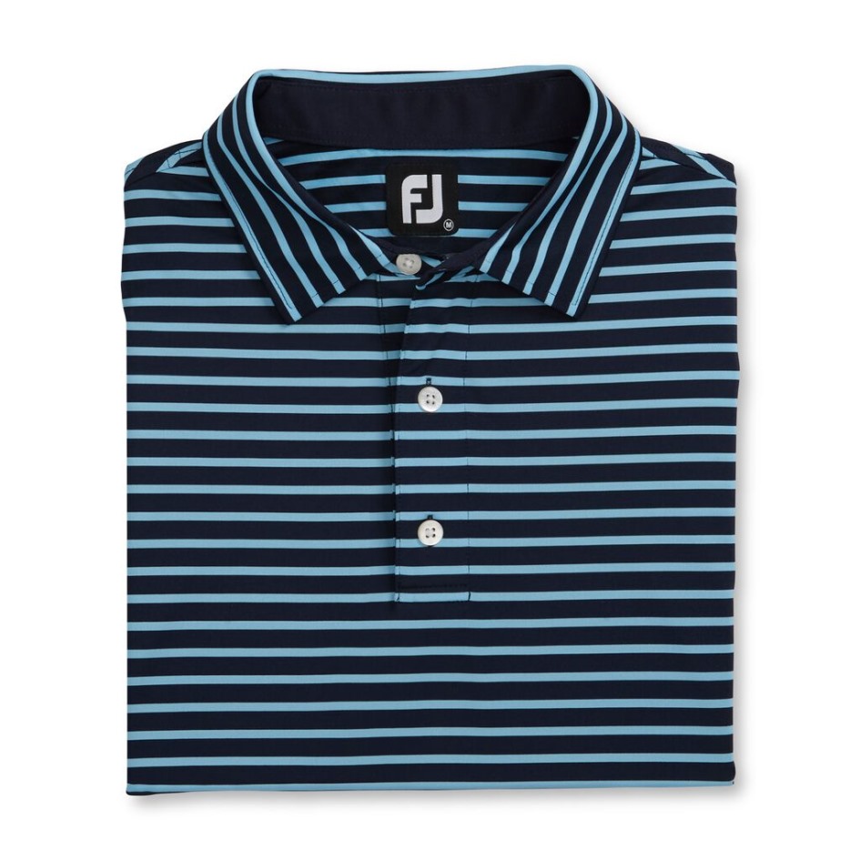 Footjoy Switzerland Lisle 2-color Stripe Selbstkragen Navy-hellblau