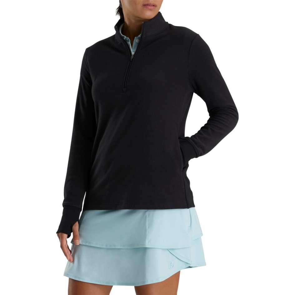 Schwarzer Mid-Layer Aus Fleece Mit Halbem Reißverschluss Damen Footjoy Switzerland