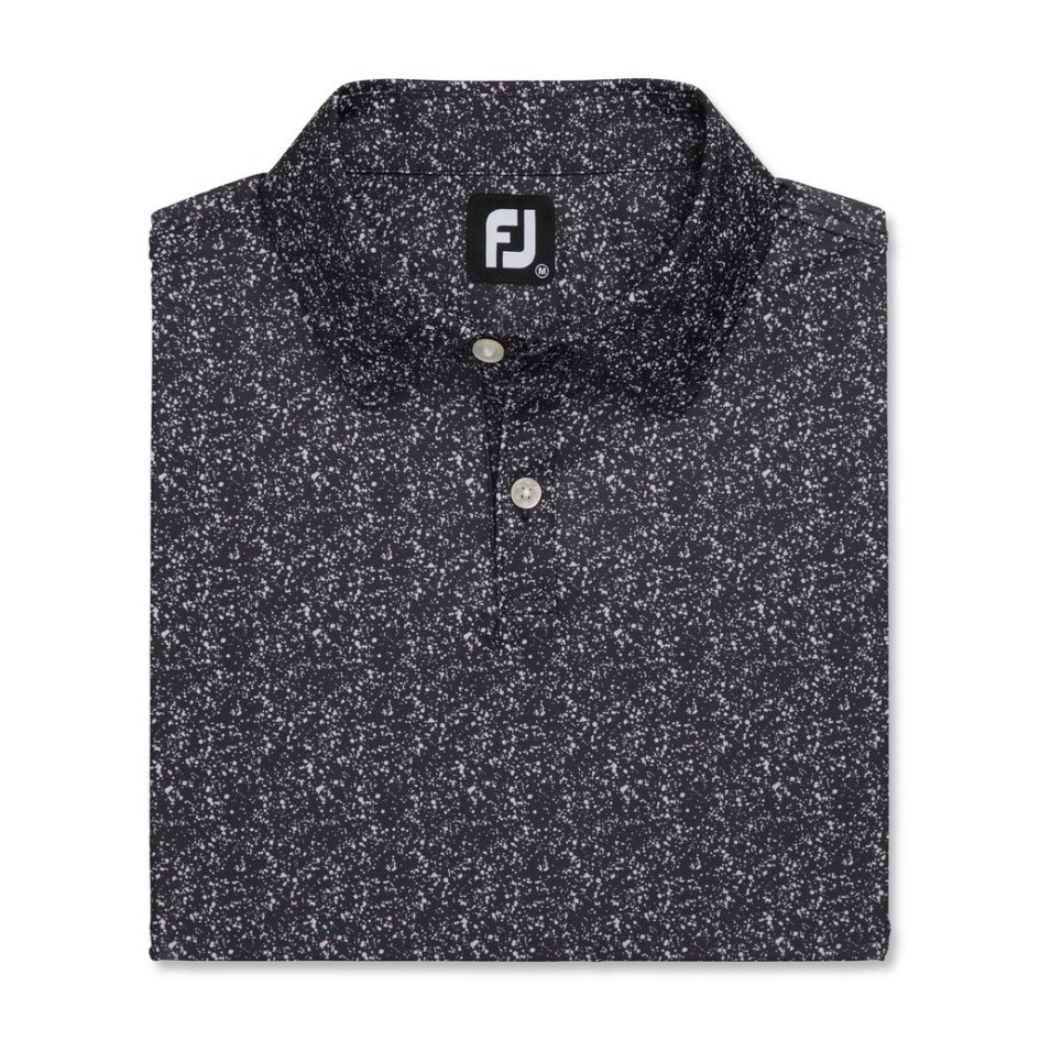 Paint Splatter Print Lisle Selbstkragen Footjoy Switzerland Schwarz-weiss