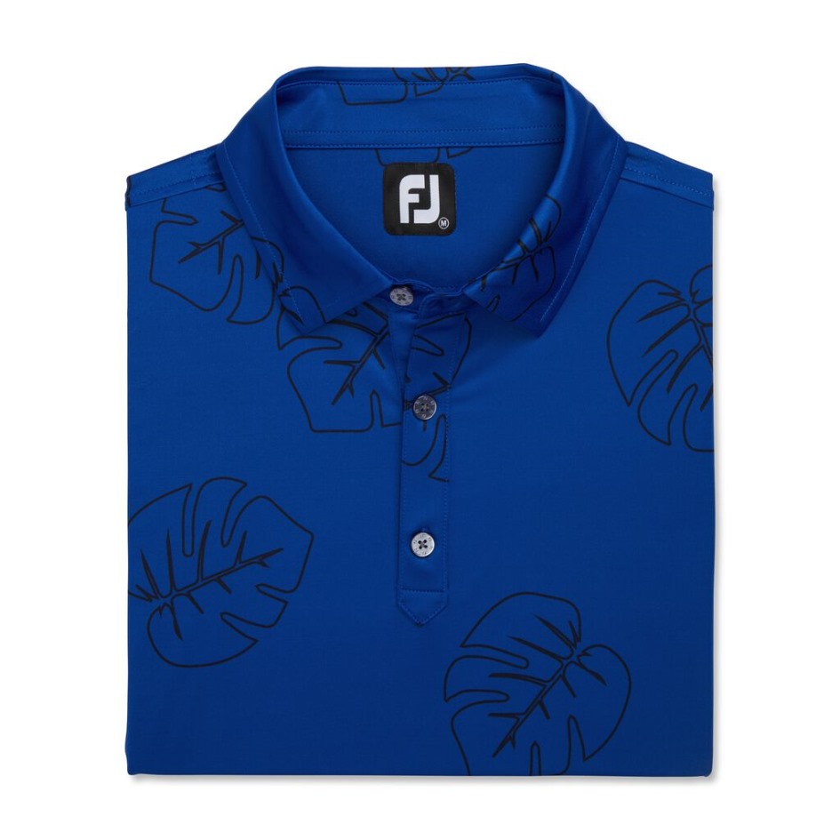 Ozean-schwarz Footjoy Switzerland Dschungelblattdruck Lisle Selbstkragen