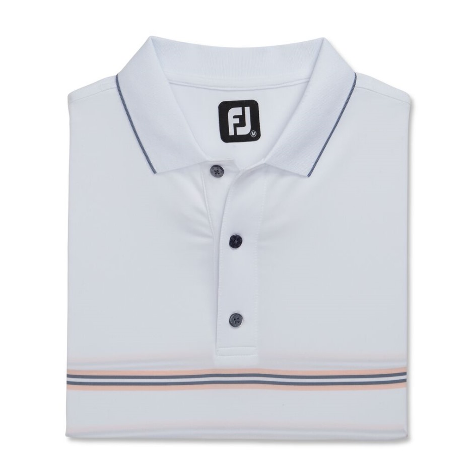 White Footjoy Switzerland Doppelband Lisle Strickkragen