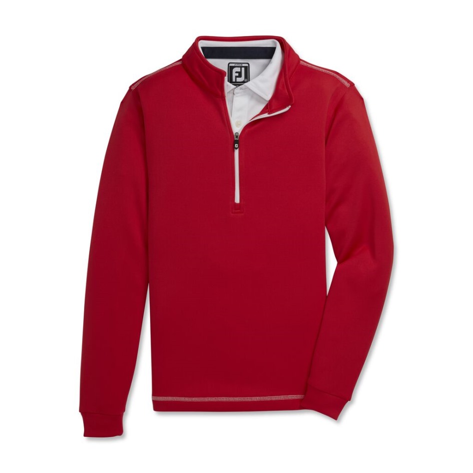 Roter Mid-Layer Mit Halbem Reißverschluss Und Kontrastnähten Für Junioren Footjoy Switzerland