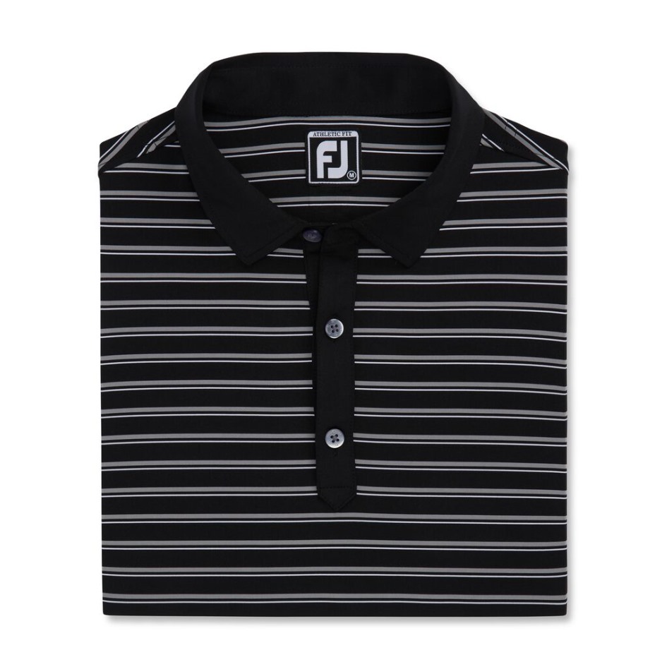 Athletische Passform Multi-Stripe Lisle Stehkragen Schwarz Footjoy Switzerland