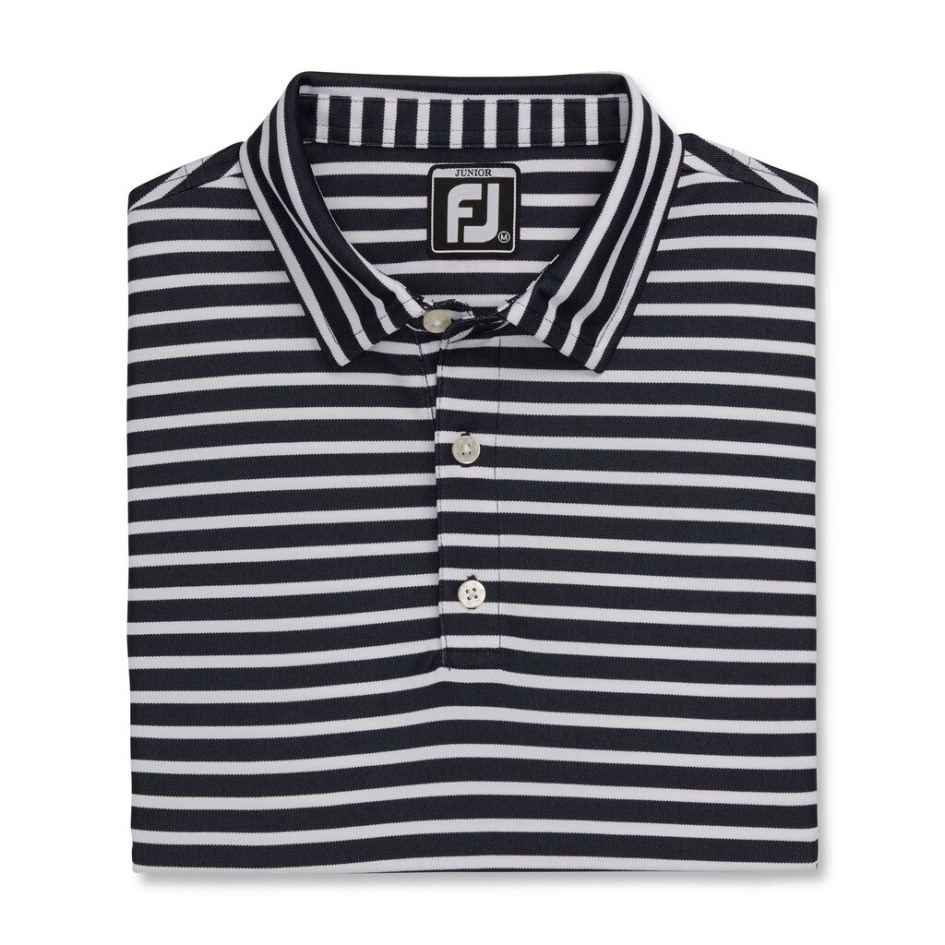 Marine-weiß Gestreifter Pique-Kragen Junior Footjoy Switzerland