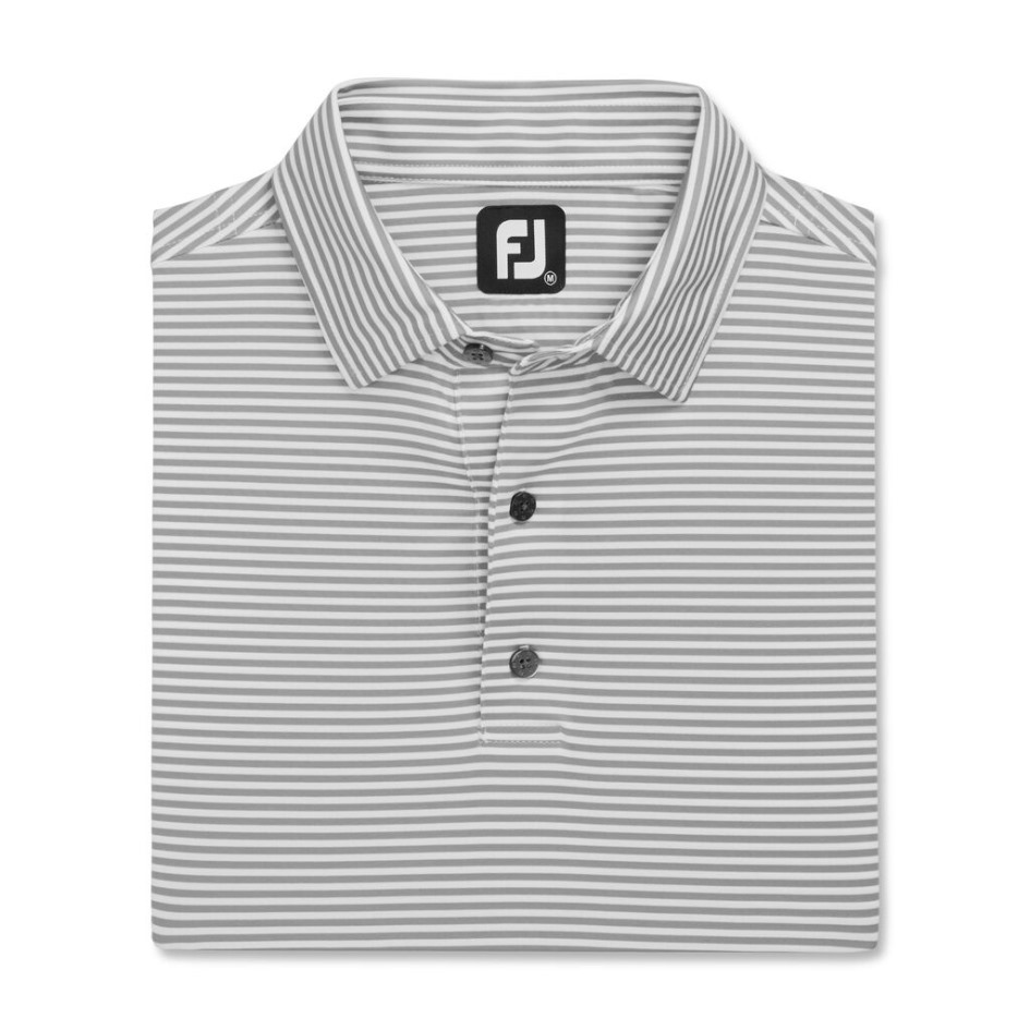 Footjoy Switzerland Lisle Feeder Stripe Selbstkragen Grau-weiß Meliert