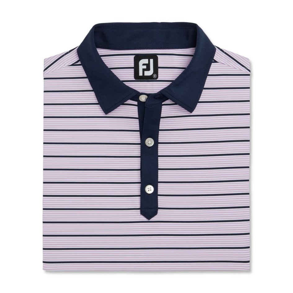 Lavendel-weiß-navy Footjoy Schweiz Akzentuierter Streifen Lisle Selbstkragen