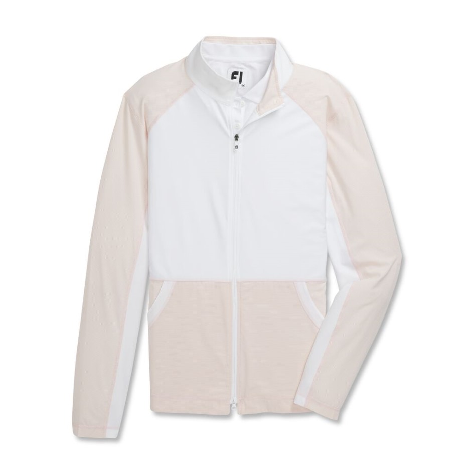 Mittelschicht Mit Mini-Streifen Und Durchgehendem Reißverschluss In Weiß-Blush Für Damen Im Stil Der Vorsaison Von Footjoy Switzerland