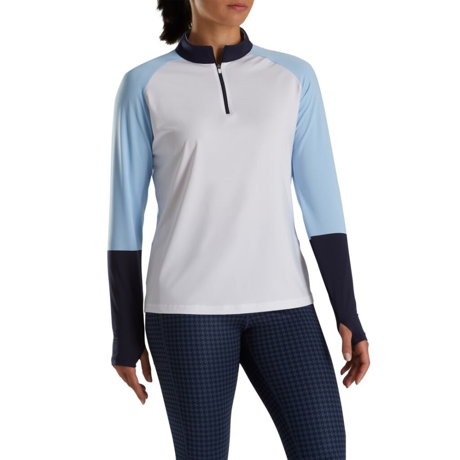 Micro Stripe Sonnenschutzshirt Damen White-blue-navy Footjoy Switzerland