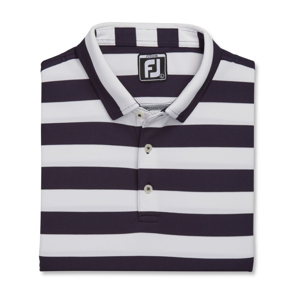 Footjoy Switzerland Navy-white Rugby Stripe Pique Junior