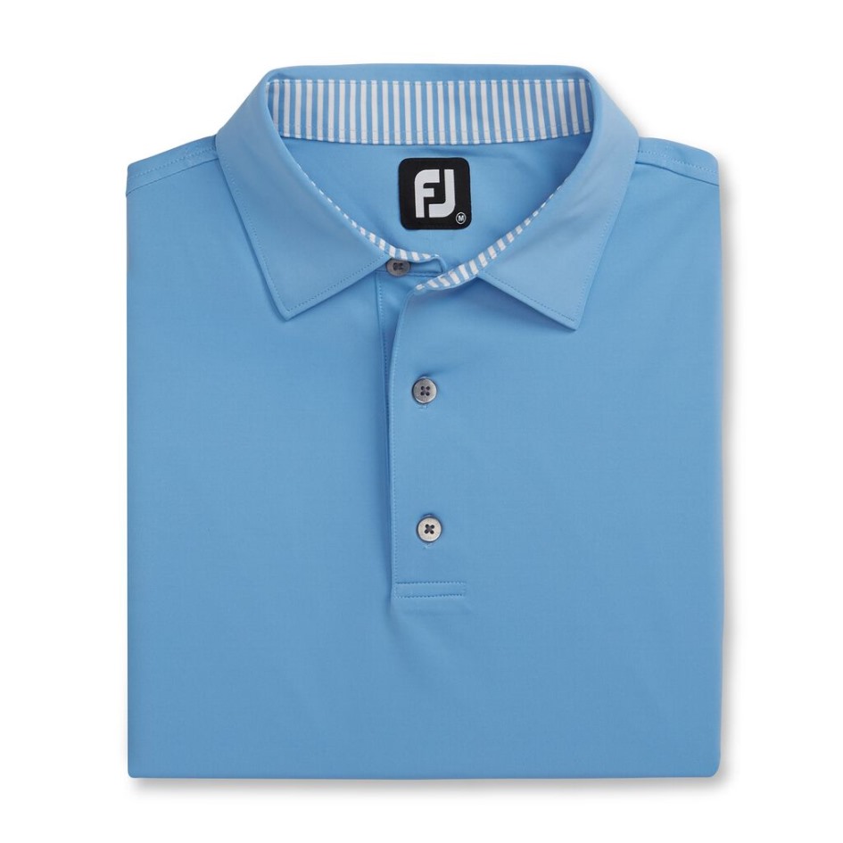 Footjoy Switzerland Hellblau-weißes Einfarbiges Stehkragen